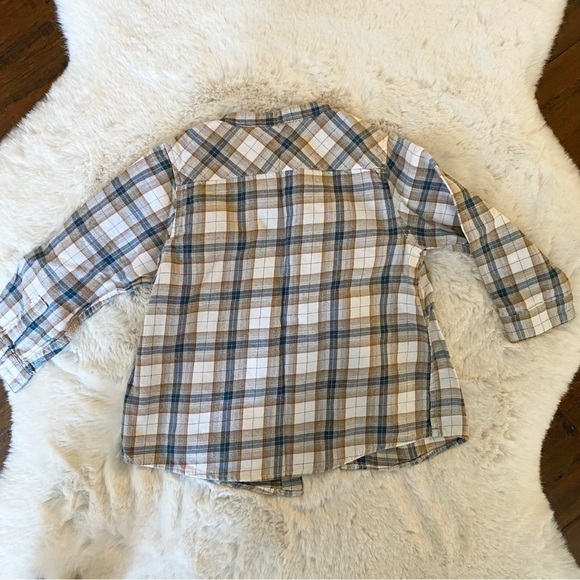 Zara Baby Boy Plaid Striped Button Down Shirt - Picture 2 of 4